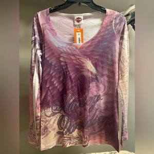 Harley Davidson ladies burnout long sleeve shirt- Small NWT
